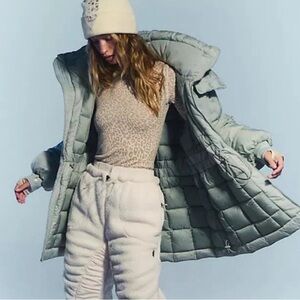 Free People NEW Long Reversible Puffer Blue Jacket size S